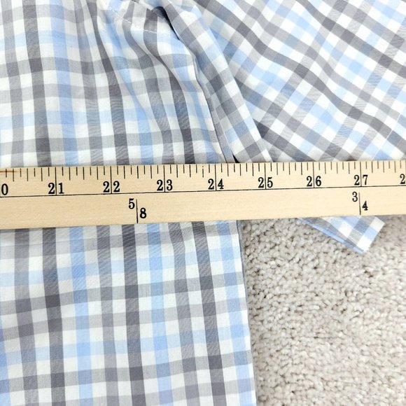 Ecko Unltd Shirt Men's Medium Blue Checkered Button Front Short Sleeve Casual - Picture 8 of 10